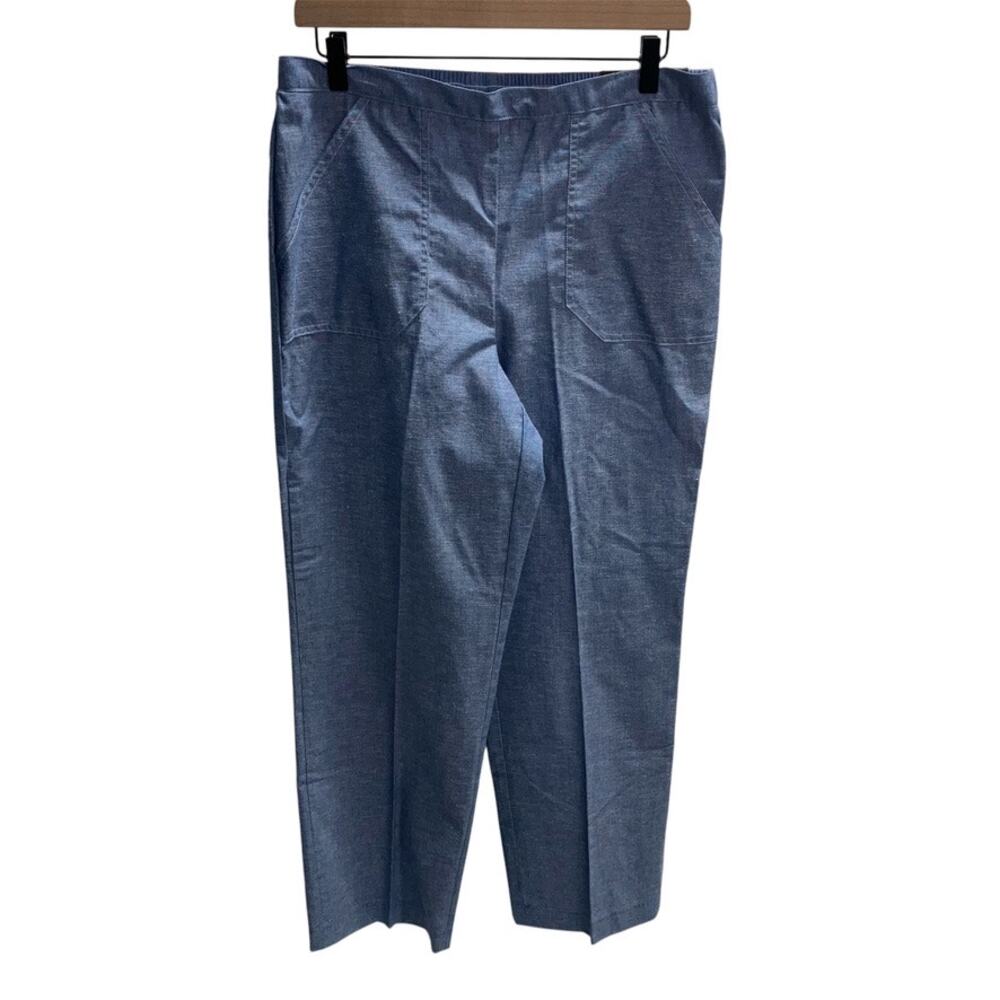 Alfred Dunner Classic Fit Pant Womens 12 Linen Blend Lightweight White Lotus New